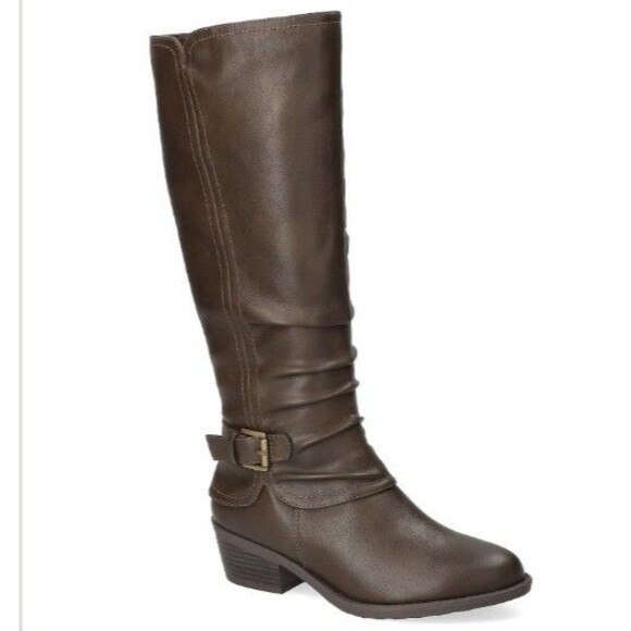 easy street Shoes - NEW! Women's Easy Street Tenille Wide Shafted Zip Boots, Brown Size 6.5WW
